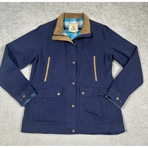 CQR Jacket Womens Medium Blue Twill Flannel Lined Barn Field Outdoors